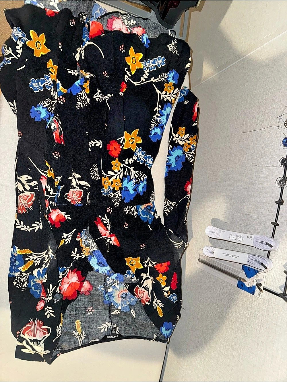 Express Floral Mini Dress in Black